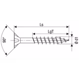 4 x 50mm Countersunk 304 Stainless. Partial thread. Qty 200.