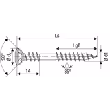 4.5 x 50mm Facade screw with fixing thread. Antique colour. 304 Stainless. Qty 500.